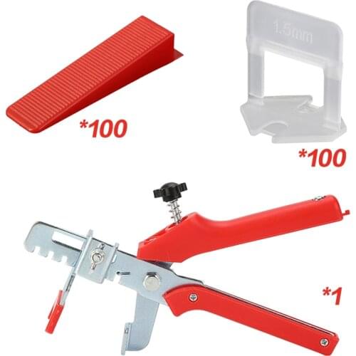 201pcs tile leveling system 1mm/1.5mm/2mm/2.5mm/3mm 100pcs clips+100pcs Wedges +1piece plier plastic tile spacers tiling tools