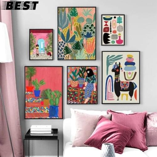 Modern Multicolored Abstract Garden PLants Wall Art Canvas Painting Picture Posters and Prints Gallery Aisle Unique Home Decor