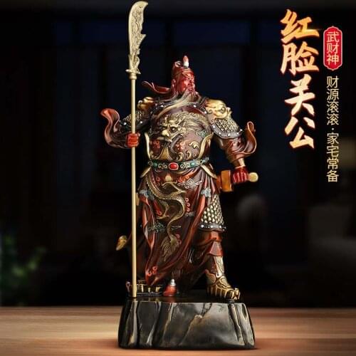 High-grade the god of fortune buddha statue Home store company bring money Good luck Dragon GUAN GONG color copper Sculpture