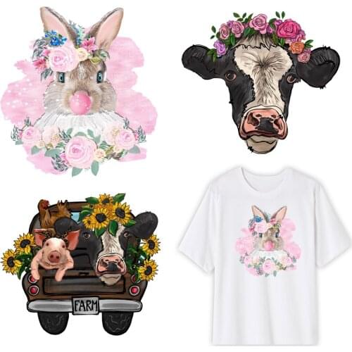DIY Cartoon Animal Heat Transfer Sticker For Vogue Girl Clothing Patch 1 Piece. T182