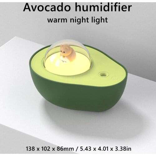 Avocado Style Air Humidifier Cute Desktop Warm Night Light Water Diffuser Built-in Battery Rechargeable Portable Mist Maker