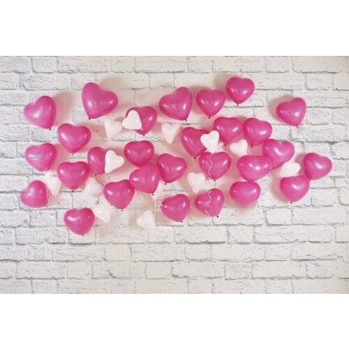VinylBDS Write Wedding Photography Backdrops Pink and Write Heart Balloons Newborn Photography Backdrops Party Backgrounds