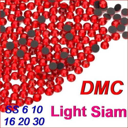 Top High Grade SS6 10 16 20 30 Light Siam Red DMC Hotfix Rhinestone Crystal Bead Jewelry Iron On For Women DIY Wedding Clothes