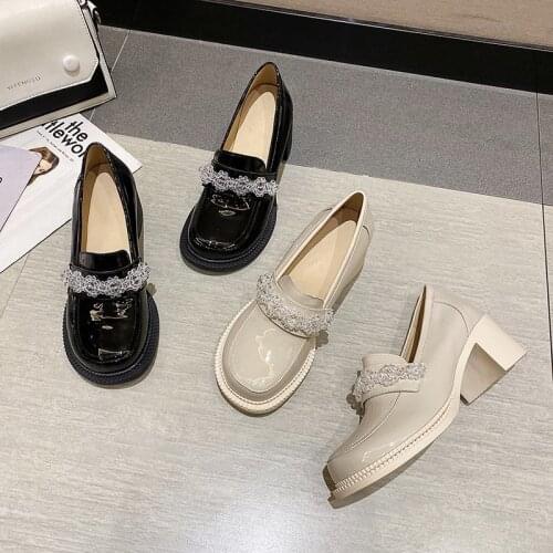 Shallow Mouth Rubber Hoof Heels PU Basic High Shallow Mouth Basic Hoof Heels PU High