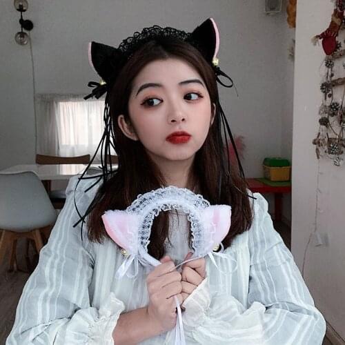 Lolita.Bells Cat Ears Headband Womens Headband Rabbit Hair Clip Headband Lolita Tiara Girl Hair Accessories Christmas Neko ears