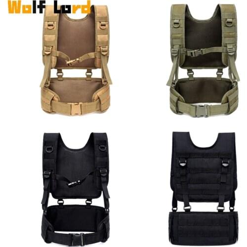 Hunting Molle Vest Tactical Waist Padded Belt with Harness Paintball Airsoft Chest Rig Vest Outdoor Training Combat Body Armo