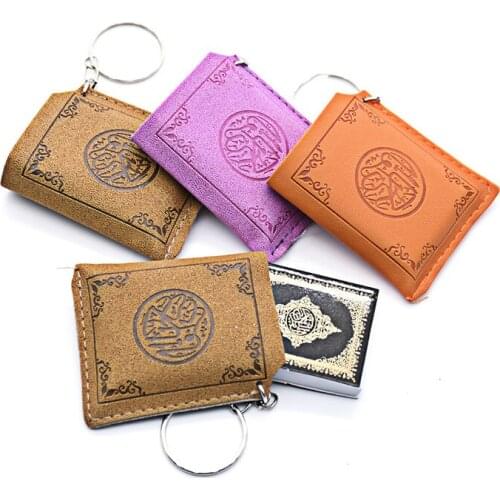 1Pc Koran Quran Arabic Mini Bible Keychain Religious Muslim Islamic Allah Real Paper Can Read Pendant Keyring Key Chain Jewelry