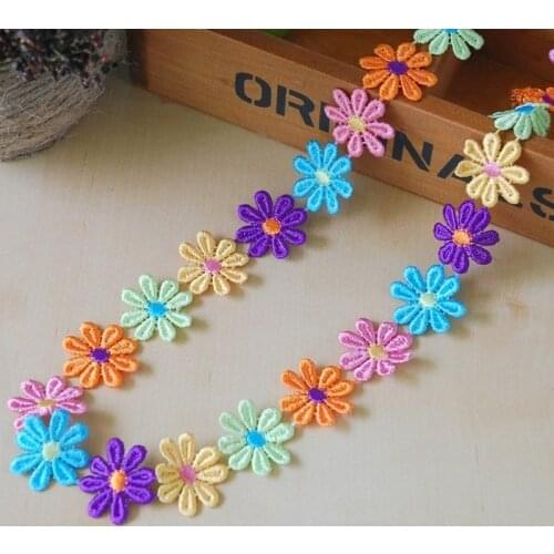 1 Yards Cotton Embroidered Lace Bilateral Applique Trim Ribbon Sewing Decor Craft DIY