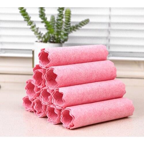 10Pcs Household Thickened Cleaning Cloth Absorb Kitchen Rags Gadgets Cleaning Cloth Non-Stick Oil Non-Lint Dishwashing Cloth