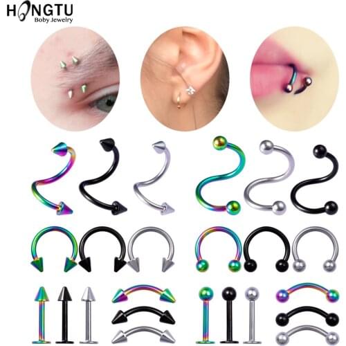 HONGTU 12-24pcs/set Steel Ear Tragus Cartliage Piercings Orelha Helix Lip Labret Tongue Eyebrow Piercing Nose Ear Septum Jewelry