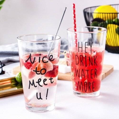 450ml Creative ins Glass Water Cup High Temperature Milk Breakfast Cup Juice Cup