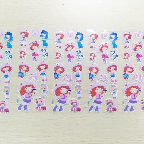5 Sheets Strawberry Girl DIY Stickers PVC Scrapbook Planner Stationery Diary Stickers Children Kids Student Toy