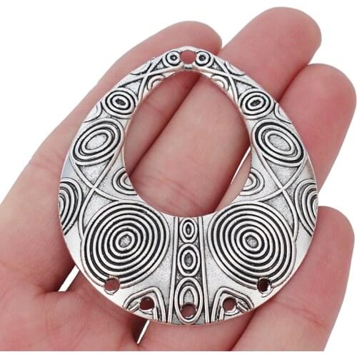 6 x Tibetan Silver Large Water Drop Chandelier Connectors Charms Pendants for Necklaces Jewelry Making Findings 60x52mm