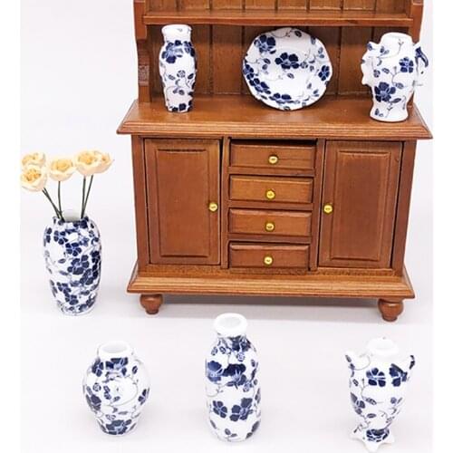 7pcs/set Miniature Dollhouse Mini Ceramic Vase Accessories Doll house Miniatures 1:12 Accessories Decorative Miniature Porcelain