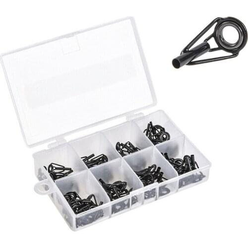 80 Pcs/box Fishing Rod Guide Black Top Tip Repair for Spinning Casting Fishing Rod Building Repair Eye Line Ring Guide Tackle