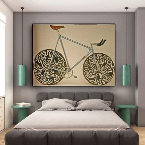 Classical Bike Pictures Abstract Canvas Painting Retro Style Wall Art Poster Home Decor For Collection Living Room Bedroom