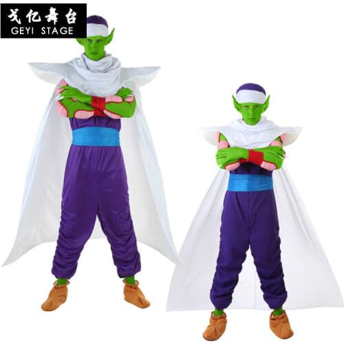 Anime Piccolo Costume with Cape Adult Men Halloween Party Cosplay Piccolo Buck Big Devil Costume Boys Clothings