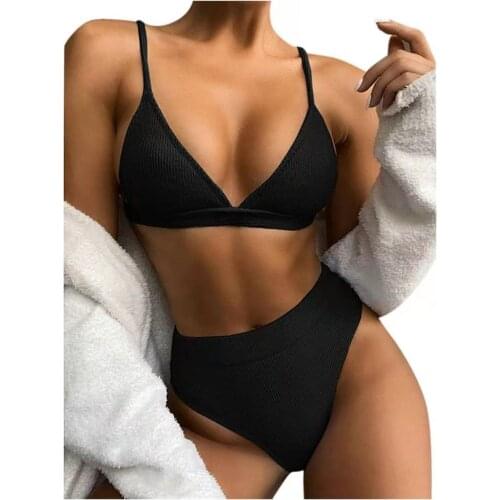 Bikinis 2021 Woman New Summer Ladies European and American Solid Color 2-Piece Bikini Swimsuit