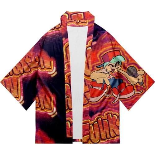 Friday Night Funkin 3D Print Summer Holiday Women/Men Three Quarter Sleeve Trend Style Blouse Funk Kimono Street HIPHOP Style