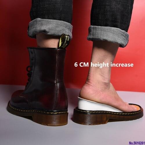 Unisex 6 CM Invisible height increase Boots Spring / Winter Warm Plush Shoes Men Leather High Top Male Motorcycle Ankle Boots