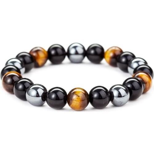 Natural Obsidian Hematite Tiger Eye Beads Bracelets Men Fashion Magnetic Healing Bracelets for Women Jewelry Gift Pulsera Hombre