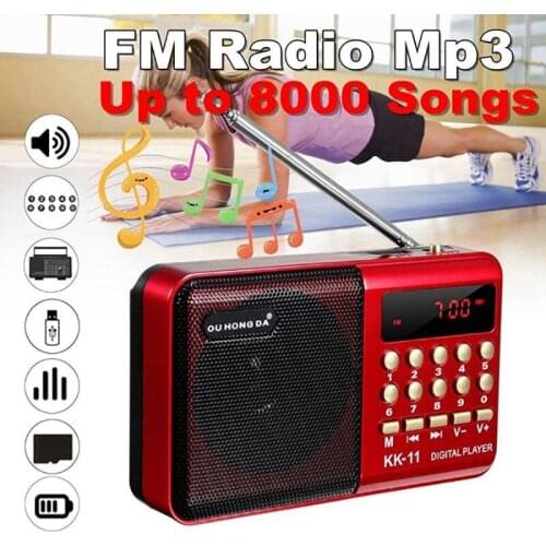 K11 Digital Radio Speaker Portable Mini FM Radio USB TF MP3 Music Player Telescopic Antenna Handsfree Pockets Receiver Outdoor