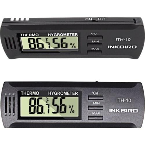 Inkbird Digital Thermometer Hygrometer with LCD Display Temperature Humidity Compact Measurement for Home Weather Station ITH-10