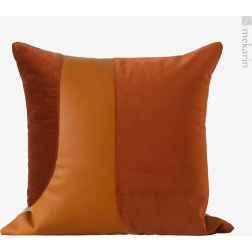 Decorative cushion lining for sofa Orange leather flannel stitching cushions pillow villa model room square pillow Pillow hugs