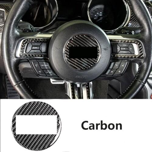 Carbon fiber pattern car steering wheel frame sticker Center decorative cover For 15-20 Ford Mustang interior accessories