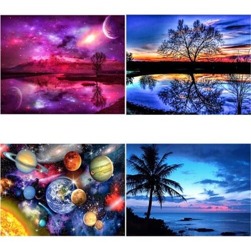 DIY 5D Planet Diamond Painting Starry Sky Diamond Embroidery Full Round Drill Rhinestones Scenery Cross Stitch Mosaic Home Decor