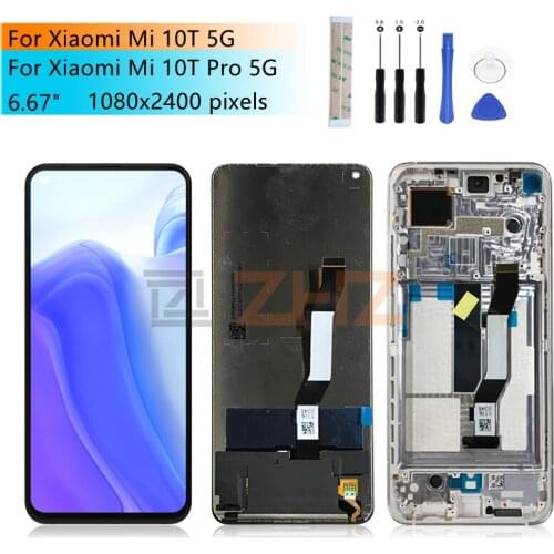 For Xiaomi Mi 10T 5G LCD Display Touch screen Digitizer Assembly With Frame For Xiaomi mi 10t 5g screen Replacement 6.67"