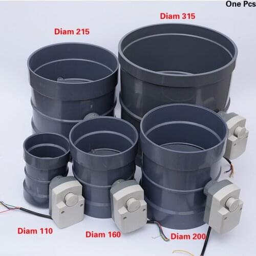 PVC Electric Air Duct Value 110-310 Mm Diam Air Damper Valve Motorized Pipe Valve with 220V Actuator for HVAC ventilation system