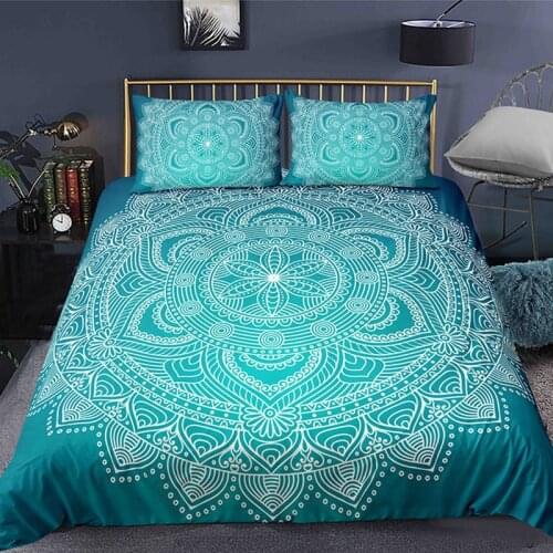 Bohemian 2/3pcs Boho Mandala Bedding Set Twin Queen King Size Comforter Duvet Quilt Cover and Pillowcase Soft Bedclothes