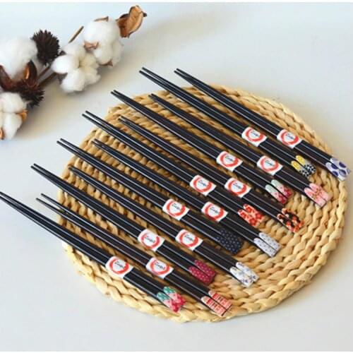 New 5Pair Creativity Japanese Chopstick Alloy Non-Slip Sushi Food Sticks Chop Sticks Chinese Gift Reusable Fingernail Chopsticks