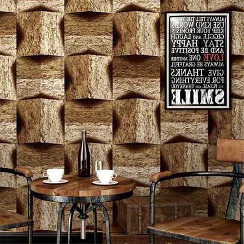 Wellyu Обои new Retro 3d bricks stone pattern culture stone wallpaper bar hair salon coffee restaurant industrial wind wallpaper