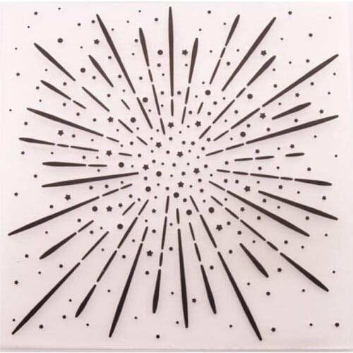 Plastic Fireworks Embossing Folders DIY Craft Card Paper Making Supplies Platic Album Template Square Black 15cm x 15cm 1 Piece