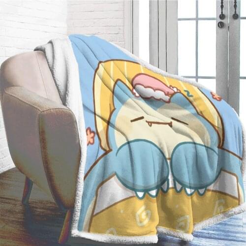 3D Print Snorlax Plush Throw Blanket Sherpa Fleece Bedspread Blanket Soft Blanket Y1 Vintage Bedding Square Picnic Wool Cartoon
