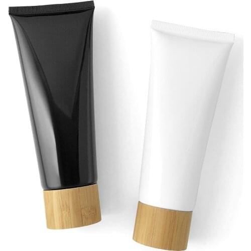 Empty 100G/ML Cosmetic Plastic Soft Bottle Cosmetic Facial Cleanser Cream Squeeze Tube Empty Lotion Containers with Bamboo Lid