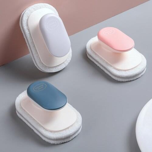 Kitchen Cleaning Bathroom Toilet Glass Wall Cleaning Bath Brush Plastic Handle Sponge Bottom Bathtub Brush Window Cleaner