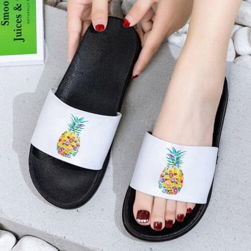 Shoes for Woman Pineapple Print Slippers Summer Fashion Fruit Open Toe Shoes Women Beach slides Women Shoes Non-slip Slides
