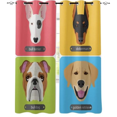 Dog English Callout Cartoon Window Curtain Kids Home Decor Accessories Living Room Bedroom Kitchen Children Curtain