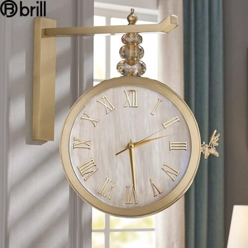 Modern Double-sided Wall Clock Large Metal Clock Mechanism Home Living Room Silent Nordic Wall Watches Home Decor Reloj De Pared