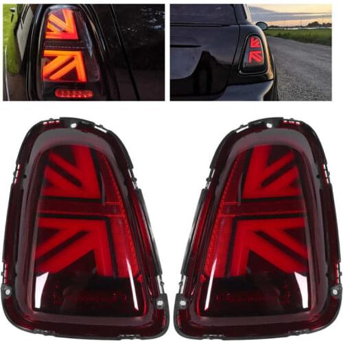 VLAND for JCW Union Jack Full LED Tail Lights Red Lens Fits For Mini Cooper R56 R57 R58 R59 LCI 2011 2012 2013 2014 2015