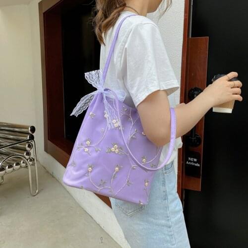 Large Capacity Shopping Handbag Women Elegant Embroidery Bow Tote Bag Ladies Shoulder Bag Daily Use Top Handle Beach Bag Bolsas