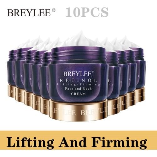 BREYLEE Retinol Firming Face Cream Anti Aging Remove WrinklesNight Day MoisturizerWhitening Neck Facial SkinCareCream 40g 10PCS
