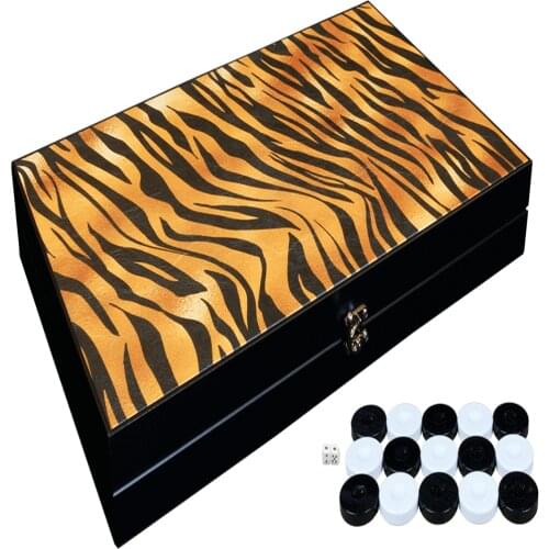 Yenigün Backgammon LEATHER BACKGAMMON SET TREND SAFARI Large High-Grade Backgammon Chess Travel 48cm x 30cm x 6cm