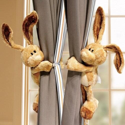 2pcs Cartoon Rabbit Curtain Tieback Holder Straps Tie Backs Children Room Decoration Accessories Holdback Curtain Strap Hook
