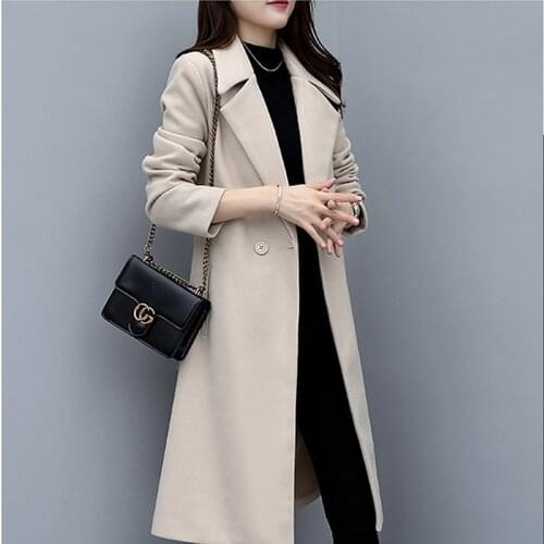 2020 Autumn Winter Women Plus Size Woolen Coat Solid Color Double Breasted Long Sleeve Slim Female Outerwear abrigos para mujer
