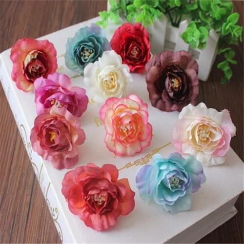 New 10pcs artificial flower 5cm silk rose flower head wedding party home decoration DIY wreath scrapbook gift box craft