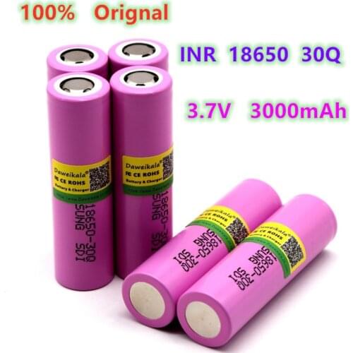 100% New Original 3.7V18650 Battery 3000mAh INR18650 30Q 20A Discharge Li ion Rechargeable Battery For Flashlight Drop Shipping